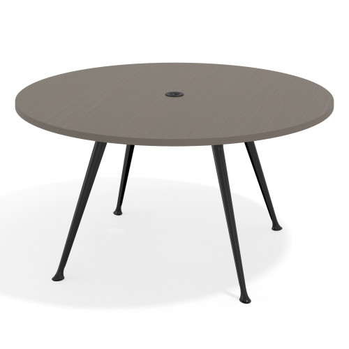 Mesa de juntas redonda, diametro 150, patas de aluminio, estructura negra - Cemento, 150cm