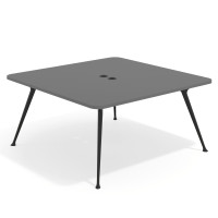 Mesa de reuniones Tekno, fondo 160, patas aluminio inyectado, estructura negra - GRIS TORMENTA, 160X160