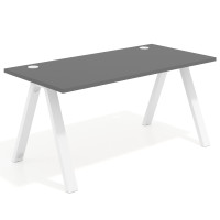 Mesa de oficina UvePro fondo 80cm, estructura blanca con patas de metal - GRIS TORMENTA, 180x80