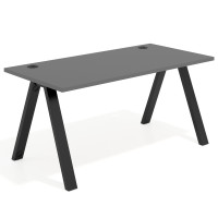 Mesa de oficina UvePro fondo 80cm, estructura negra con patas de metal - GRIS TORMENTA, 180x80