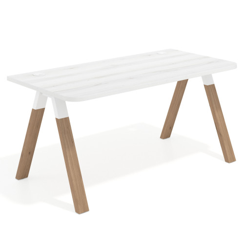 Mesa de oficina UvePro, sobre ergonómico 80cm, estructura blanca con patas de madera - 120X80