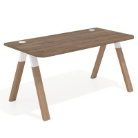 Mesa de oficina UvePro, sobre ergonómico 80cm, estructura blanca con patas de madera - NOCE SABI, 180x80