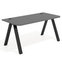 Mesa de oficina UvePro, sobre ergonómico 80cm, estructura negra con patas metálicas - GRIS TORMENTA, 180x80