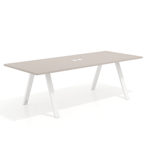Mesa de reuniones rectangular UvePro fondo 100cm, estructura blanca - 220x100