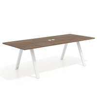 Mesa de reuniones rectangular UvePro fondo 100cm, estructura blanca - NOCE SABI, 240x100
