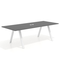 Mesa de reuniones rectangular UvePro fondo 100cm, estructura blanca - GRIS TORMENTA, 240x100