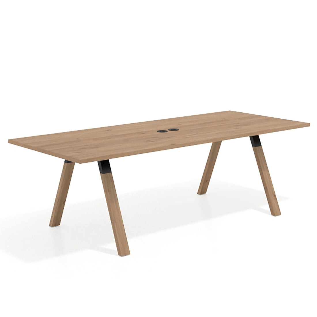 mesa co working 220x100 naturale uvepro mesa de reuniones fondo 100cm recto 1