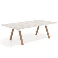 Mesa de reuniones rectangular UvePro fondo 126, patas interior, estructura blanca/madera - CALIFORNIA, 220x126