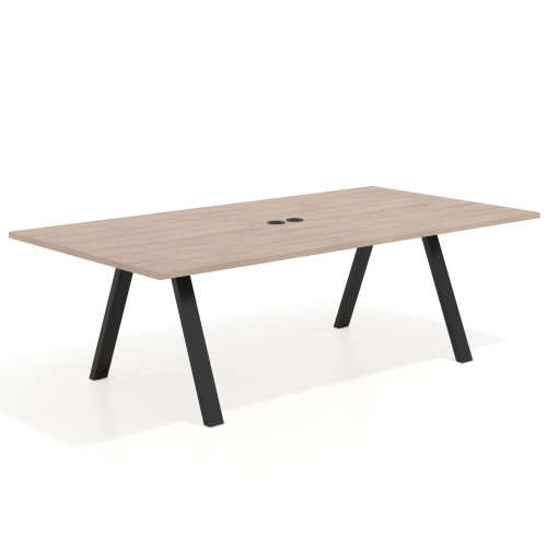 Mesa de reuniones rectangular UvePro fondo 126, patas interior, estructura negra - 220x126