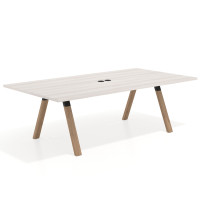 Mesa de reuniones rectangular UvePro fondo 126, patas interior, estructura negra/madera - CALIFORNIA, 220x126