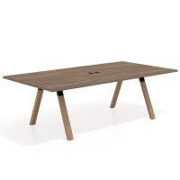 Mesa de reuniones rectangular UvePro fondo 126, patas interior, estructura negra/madera - NOCE SABI, 240x126