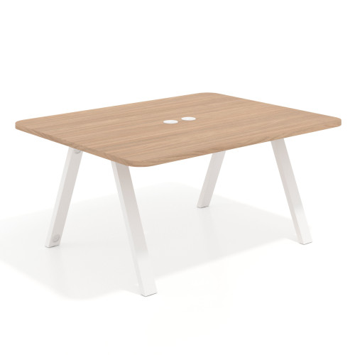 Mesa de oficina doble UvePro fondo 126, cantos redondeados, estructura blanca - 120x126