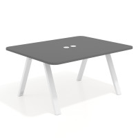 Mesa de oficina doble UvePro fondo 126, cantos redondeados, estructura blanca - GRIS TORMENTA, 180x126