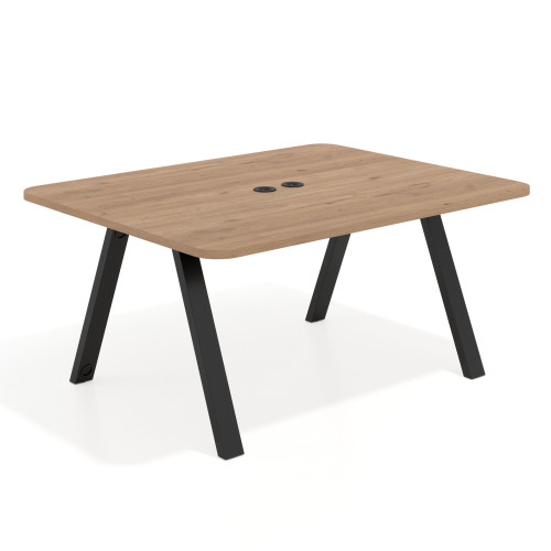 Mesa de oficina doble UvePro fondo 126, cantos redondeados, estructura negra - 120x126