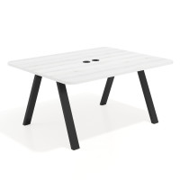 Mesa de oficina doble UvePro fondo 126, cantos redondeados, estructura negra - ALBO, 180x126