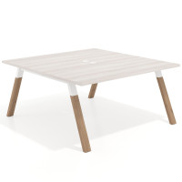 Mesa de oficina doble UvePro fondo 166, cantos rectos, estructura blanca/madera - CALIFORNIA, 120x166