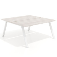 Mesa multipuesto UvePro Bench fondo 166 cm, sobre curvo, estructura blanca - CALIFORNIA, 120x166