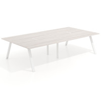 Mesa de oficina coworking doble UvePro fondo 166, cantos rectos, estructura blanca - CALIFORNIA, 240x166
