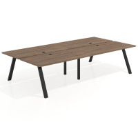 Mesa multipuesto UvePro Bench doble, fondo 166 cm, estructura negra - NOCE SABI, 360x166