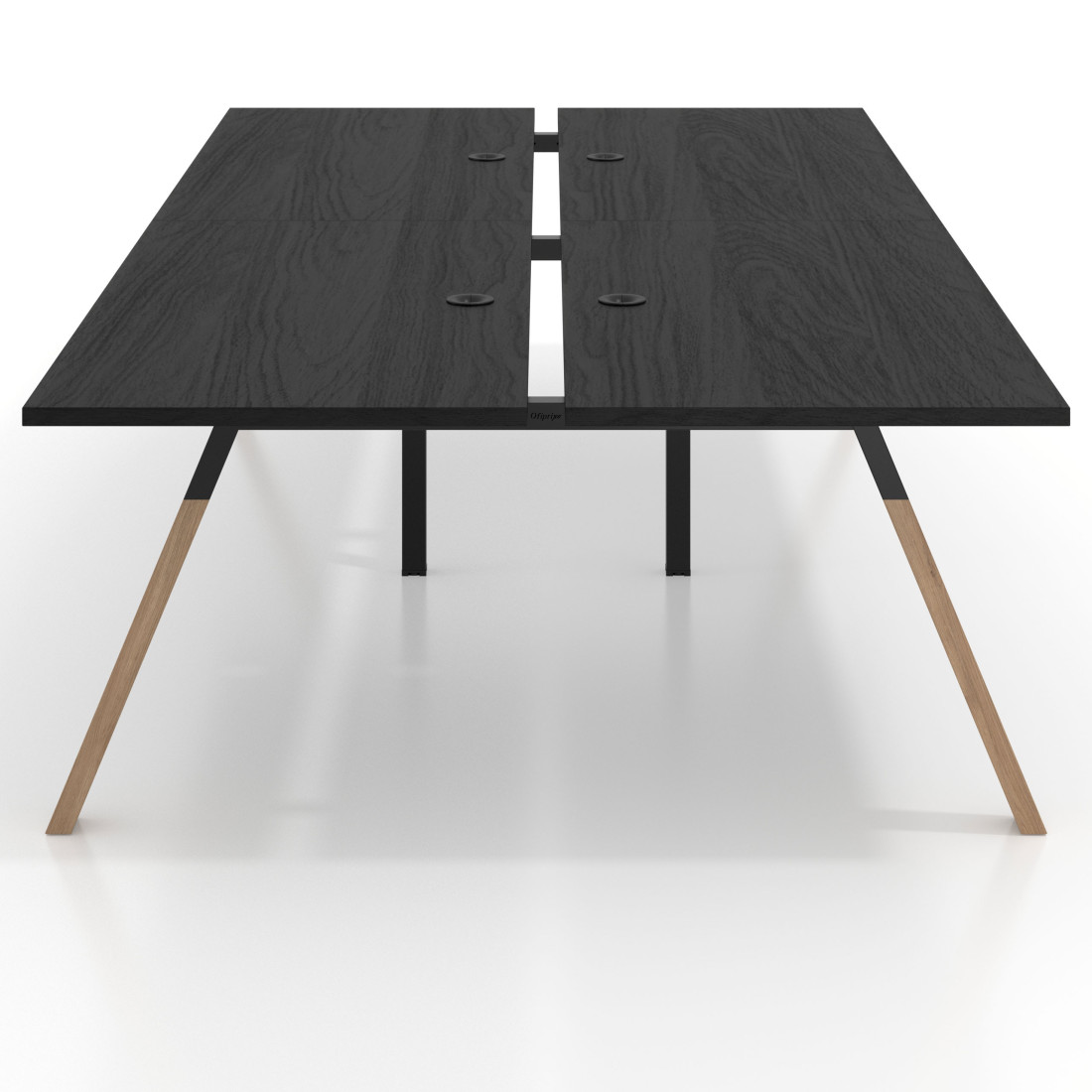Mesa multipuesto UvePro Bench doble, fondo 166 cm, estructura negra/madera