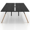 Mesa multipuesto UvePro Bench doble, fondo 166 cm, estructura negra/madera