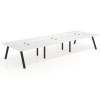 Mesa multipuesto UvePro Bench triple, fondo 166 cm, estructura negra - ALBO, 540x166