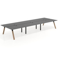 Mesa multipuesto UvePro Bench triple, fondo 166 cm, estructura negra/madera - GRIS TORMENTA, 540x166