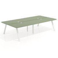 Mesa multipuesto UvePro Bench doble, fondo 166 cm, sobre curvo, estructura blanca - SAUCE, 240x166