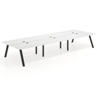 Mesa multipuesto UvePro Bench triple, fondo 166 cm, sobre curvo, estructura negra - ALBO, 540x166