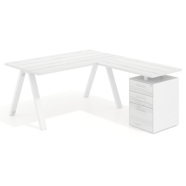mesa con ala pedestal, frontales melamina