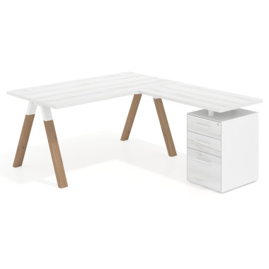 mesa con ala pedestal, frontales melamina
