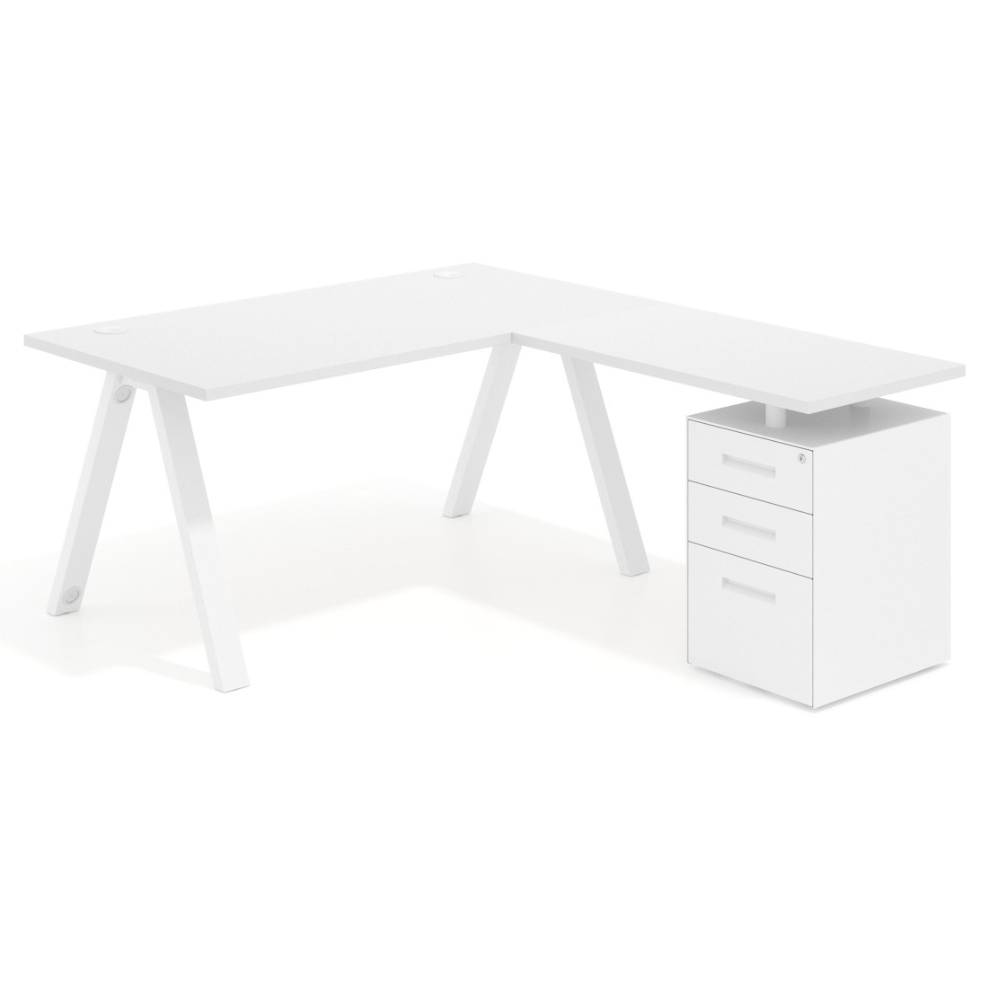 mesa en l 140x180 blanco mate uvepro mesa con ala pedestal frontales metal recto 1