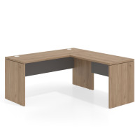 Mesa de Escritorio con ala Work Plus fondo 60 estructura naturale - 140X160, Naturale/Gris tormenta