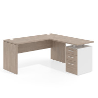Mesa de Escritorio con cajones en L Work Plus fondo 60, frontales melamina diseño monocolor - CALIFORNIA, 140X160