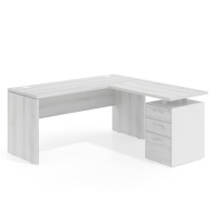 Mesa de Escritorio con cajones en L Work Plus fondo 60, frontales melamina diseño monocolor - ALBO, 180X160