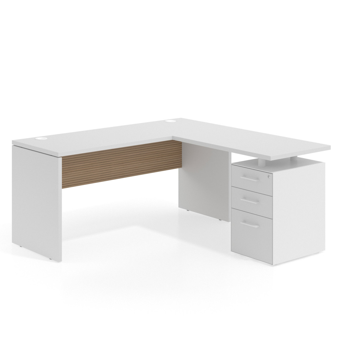 mesa en l 140x160 blanco mate rayado natural workplus mesa fondo 60cm con pedestal 100x60cm frontales melamina 1