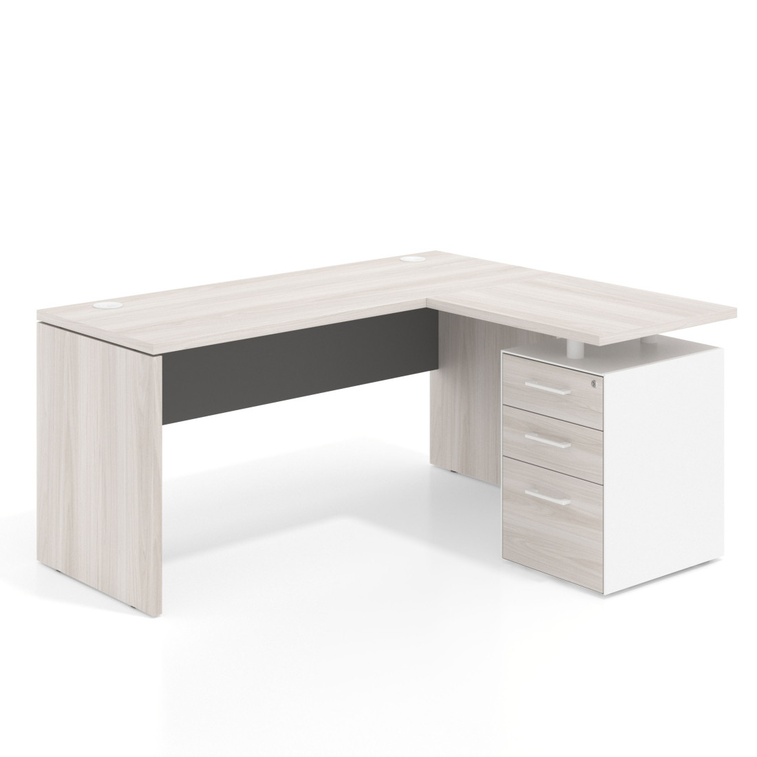 mesa en l 140x130 california gris tormenta workplus mesa fondo 60cm con pedestal 70x60cm frontales melamina 1