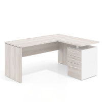 Mesa de Escritorio con cajones en L Work Plus, ala corta, fondo 60, frontales melamina diseño monocolor - CALIFORNIA, 140x130 Second image