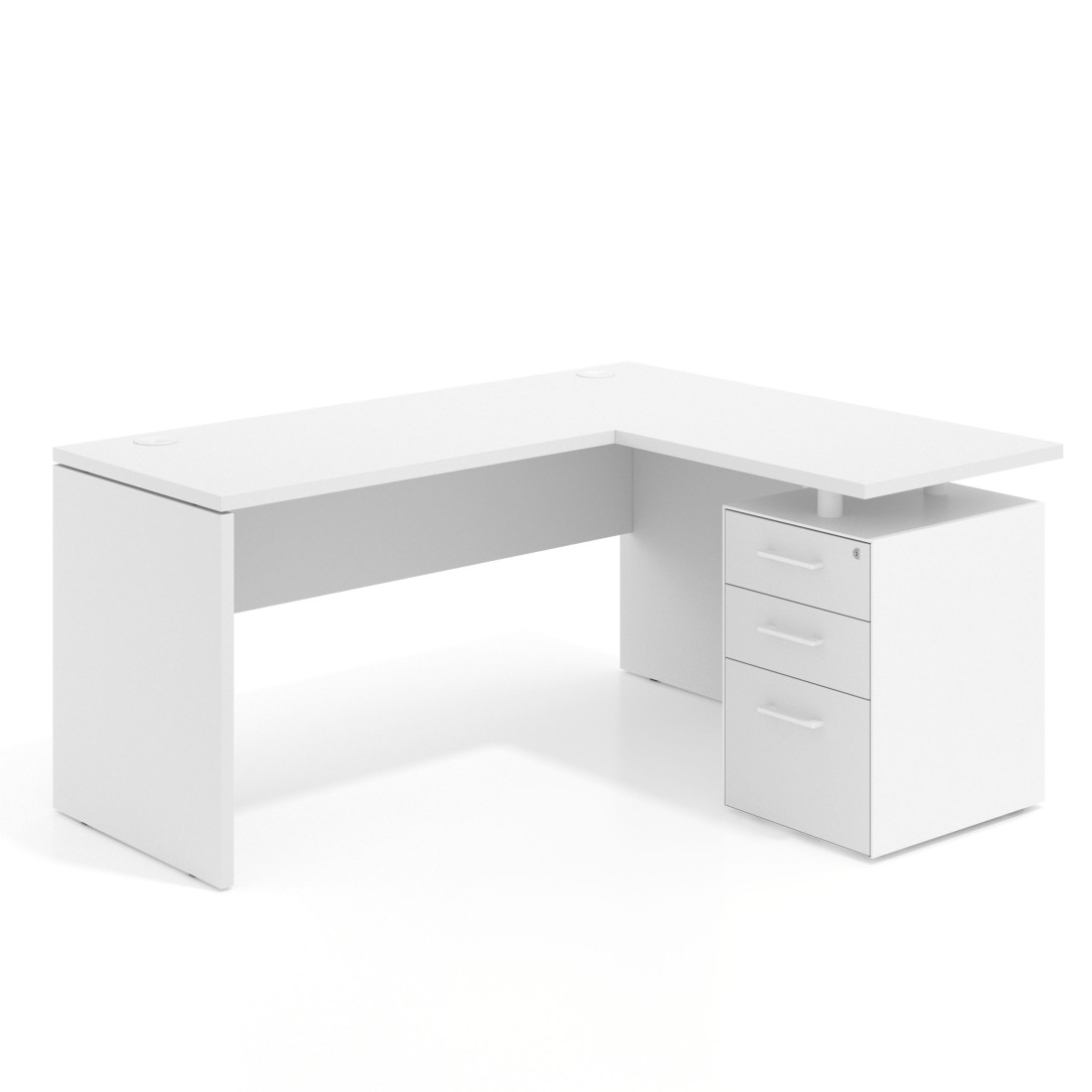 mesa en l 140x130 blanco mate workplus mesa fondo 60cm con pedestal 70x60cm frontales melamina 1