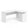 mesa en l 140x130 blanco mate workplus mesa fondo 60cm con pedestal 70x60cm frontales melamina 1