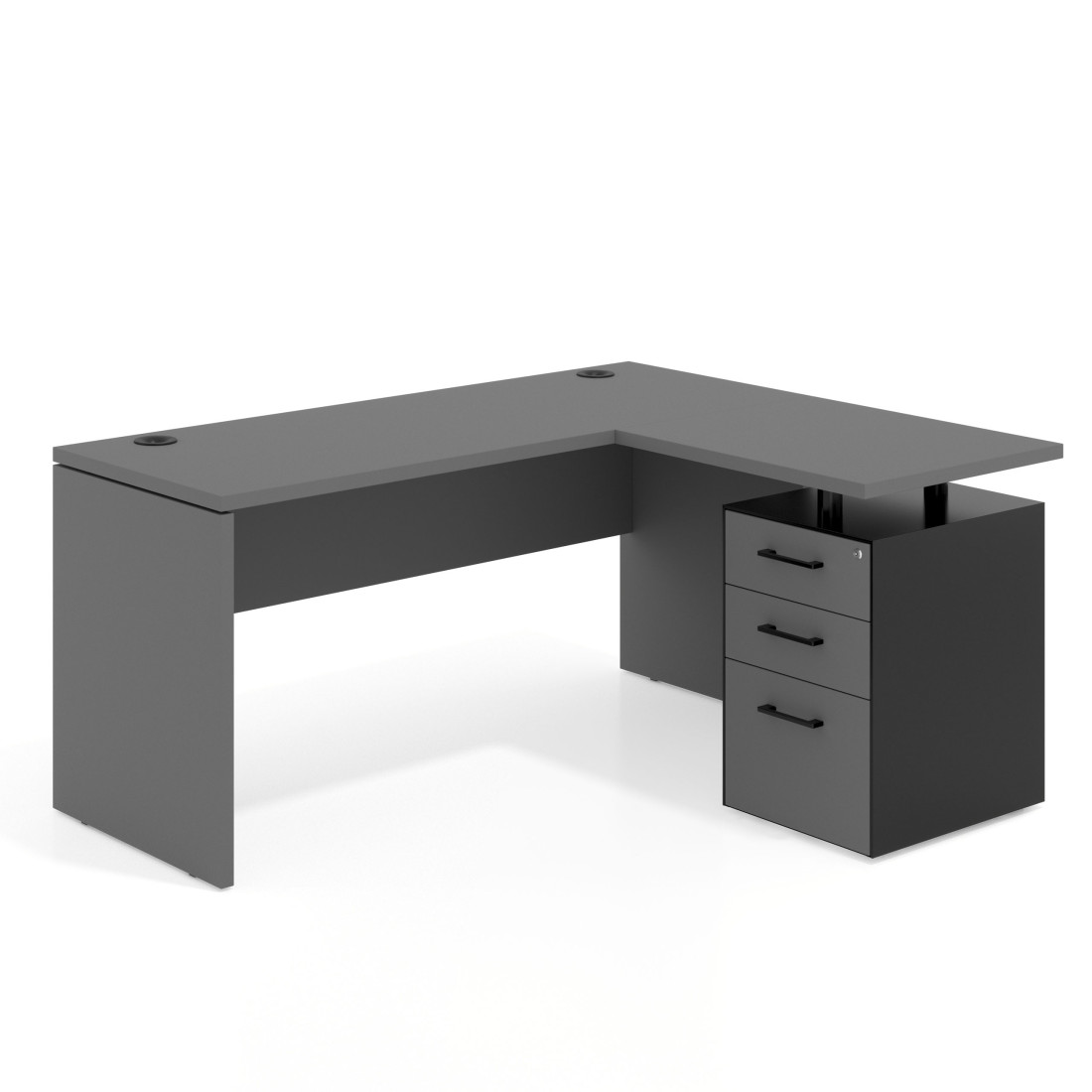 mesa en l 180x130 gris tormenta workplus mesa fondo 60cm con pedestal 70x60cm frontales melamina 1