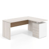 Mesa de Escritorio con cajones en L Work Plus, ala corta, fondo 60, frontales melamina diseño rayado