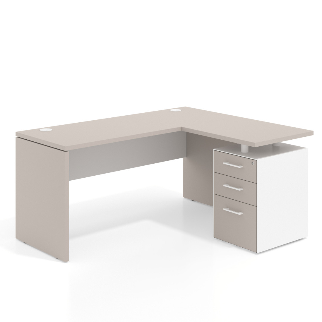 mesa en l 140x130 gris coco blanco mate workplus mesa fondo 60cm con pedestal 70x60cm frontales melamina 1
