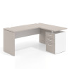 mesa en l 140x130 gris coco blanco mate workplus mesa fondo 60cm con pedestal 70x60cm frontales melamina 1