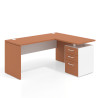 Mesa de Escritorio con cajones en L Work Plus, ala corta, fondo 60, frontales melamina diseño bicolor