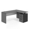 Mesa de Escritorio con cajones en L Work Plus, ala corta, fondo 60, frontales melamina diseño bicolor