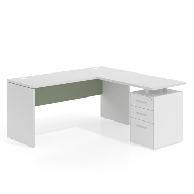 Mesa fondo 60cm con pedestal 100x60cm, frontales metal
