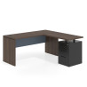 Mesa de Escritorio con cajones en L Work Plus fondo 60, frontales de metal estructura mistral