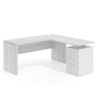 Mesa de Escritorio con cajones en L Work Plus fondo 60, frontales de metal diseño monocolor - ALBO, 180X160