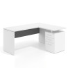 Mesa de Escritorio con cajones en L Work Plus, ala corta, fondo 60, frontales de metal estructura blanco mate